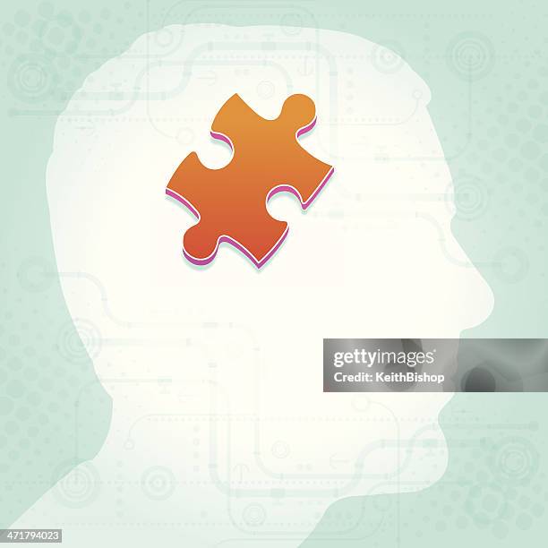 solving puzzle in mind - eeg stock illustrations