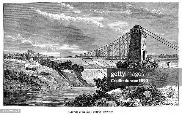 niagara clifton bridge - niagara falls stock illustrations