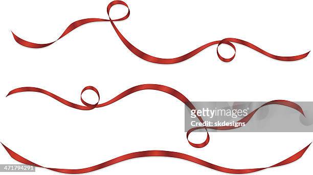 bildbanksillustrationer, clip art samt tecknat material och ikoner med shiny banners, ribbons set in red metallic satin - award ribbon