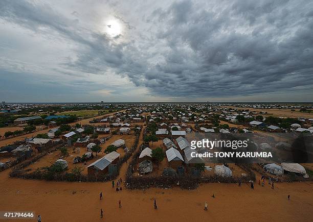 An overview of the part of the eastern sector of the IFO-2 camp in the sprawling Dadaab refugee camp, north of the Kenyan capital Nairobi seen on...