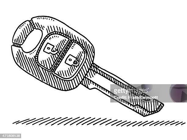 modern wireless car key drawing - pen and marker drawing stock illustrations