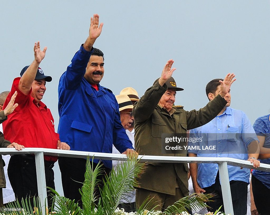 CUBA-VENEZUELA-MAY1-RALLY-CASTRO-MADURO