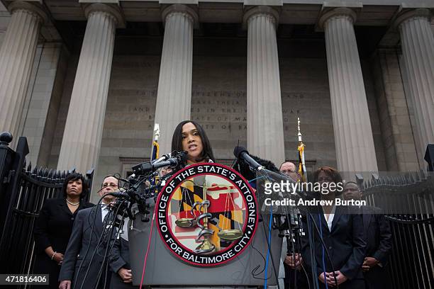 Baltimore City State's Attorney Marilyn J. Mosby announces that criminal charges will be filed against Baltimore police officers in the death of...