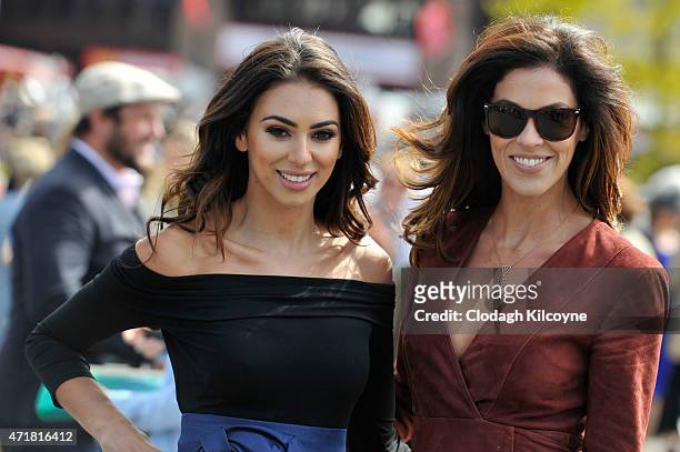 Model, Georgia Salpa and TV personality, Glenda Gilson at Punchestown Racecourse on May 1, 2015 in Naas, Ireland.