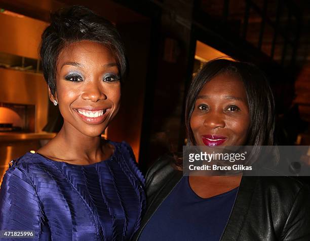 Brandy Norwood and B Smith pose at the Opening Night After Party for Brandy's debut in "Chicago" on Broadway at David Burke fabrick on April 30, 2015...