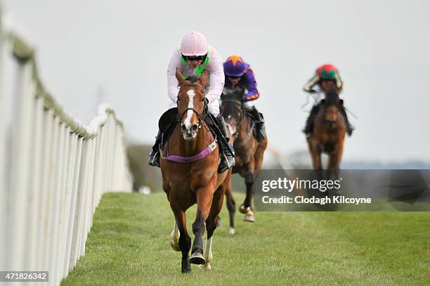 Ruby Walsh on Faugheen wins the Champion Hurdle at Punchestown Racecourse on May 1, 2015 in Naas, Ireland.