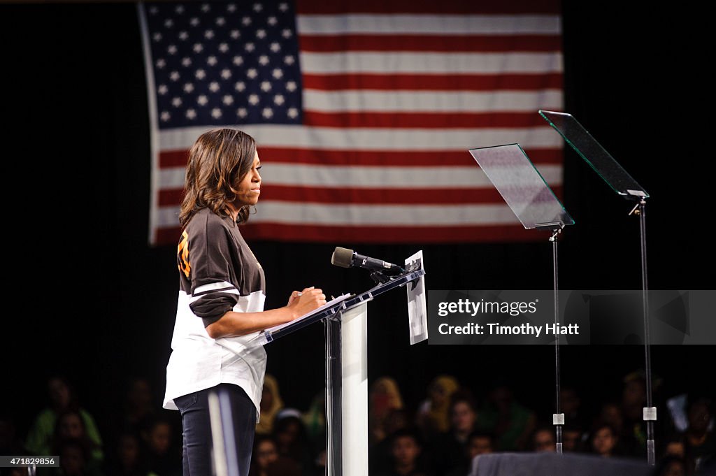 First Lady Michelle Obama And Grammy Award-Winning Artist Ciara Visit Detroit For First-Ever Citywide College Signing Day With Get Schooled And Detroit College Access Network As Part Of The First Lady's Reach Higher Initiative