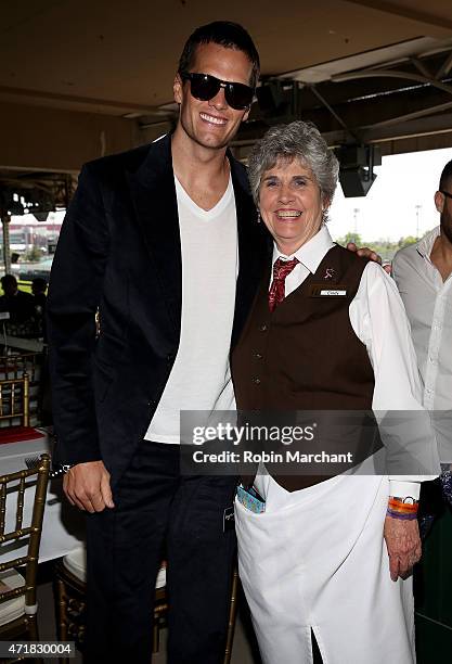 American football quarterback Tom Brady attends the 2015 Kentucky Oaks at Churchill Downs on May 1, 2015 in Louisville, Kentucky.