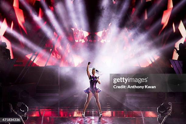 Katy Perry performs on the stage during her 'Prismatic' world tour concert at Cotai Arena on May 1, 2015 in Macau.