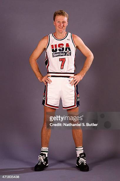 Larry Bird of the United States National Team poses for a portrait circa 1991. NOTE TO USER: User expressly acknowledges and agrees that, by...