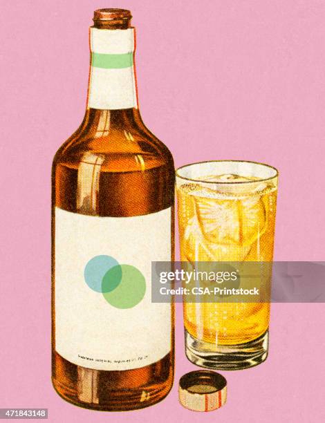 bottle of liquor and drink - leaving work stock illustrations