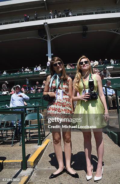 Photographers Brigid Neary and Alexa Pence document Kentucky Oaks Day during the 141st Kentucky Derby on May 1, 2015 at Churchill Downs in...