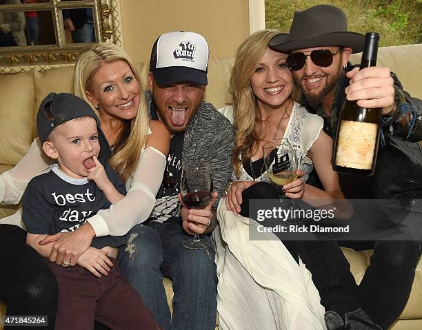 Son;Kaitlyn Lucas, Chris Lucas , Kristen White and Preston Brust attend "Shipwrecked" signature wine tasting recepting on April 30, 2015 in...