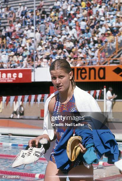 World Championships: View of East Germany Kornelia Ender after race at Unidad Deportiva Panamericana. Cali, Colombia 7/19/1975 - 7/27/1975 CREDIT:...