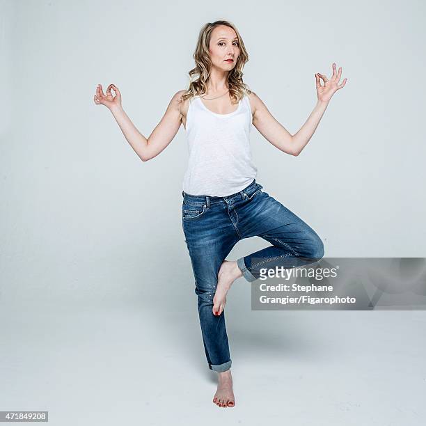 Actress Audrey Lamy is photographed for Madame Figaro on March 26, 2015 in Paris, France. Tank top , jeans . PUBLISHED IMAGE. CREDIT MUST READ:...