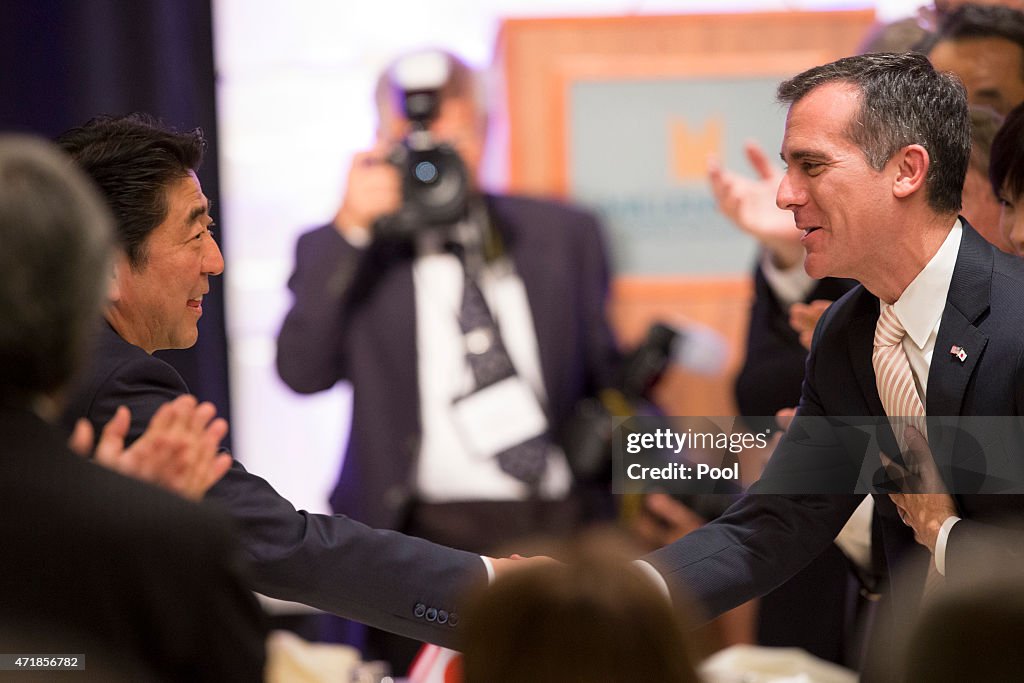 Japanese Prime Minister Shinzo Abe Visits Los Angeles