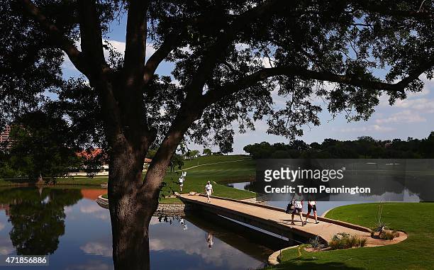 Brooke M. Henderson of Canada walks onto the eighth green during Round Two of the 2015 Volunteers of America North Texas Shootout Presented by JTBC...
