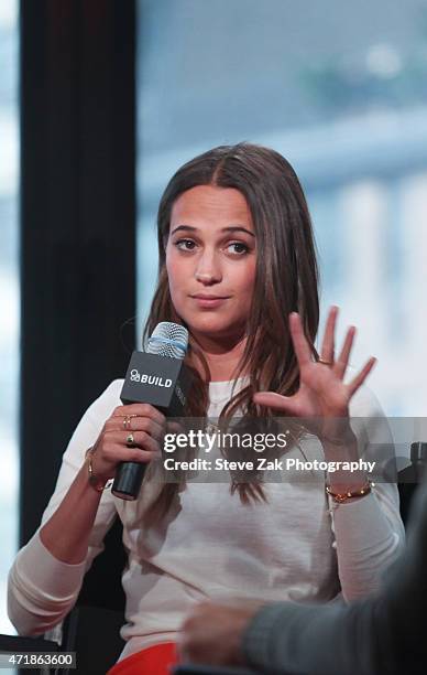 Alicia Vikander discusses her film 'Ex Machina' at AOL Studios during the AOL BUILD Speaker Series on May 1, 2015 in New York City.