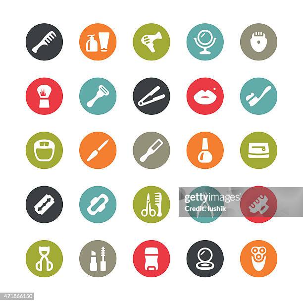 make-up und beauty mit vektor-icons/ringico series - kosmetik spiegel stock-grafiken, -clipart, -cartoons und -symbole