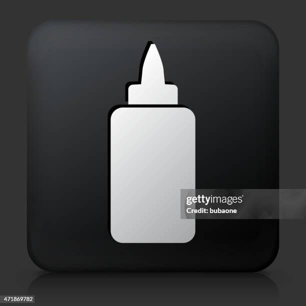 black square button with glue bottle - solvent bottle stock illustrations