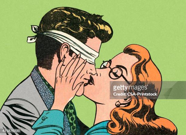 blindfold kiss - blindfold stock illustrations