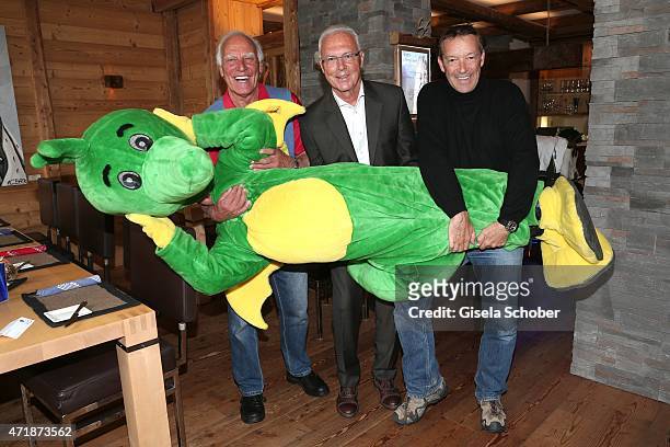 Franz 'Bulle' Roth, Franz Beckenbauer, Michael Roll during the Franz Roth Golf Cup gala evening in favour of Michael Roll Stiftung 'Tabaluga' on May...