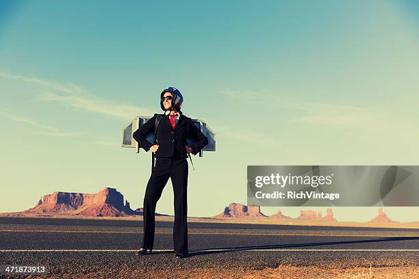 super business in monument valley - rocket pack stock pictures, royalty-free photos & images