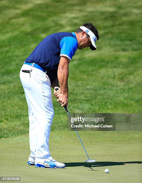 Eric Axley strokes a putt on the 15th green during the second round of the United Leasing Championship held at Victoria National Golf Club on May 1,...