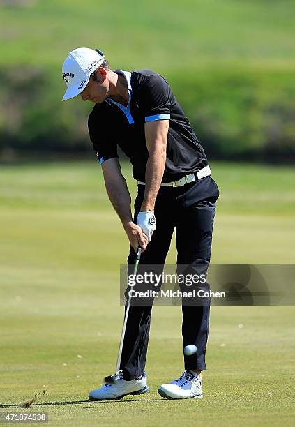 Trevor Simsby hits his second shot on the sixth hole during the second round of the United Leasing Championship held at Victoria National Golf Club...