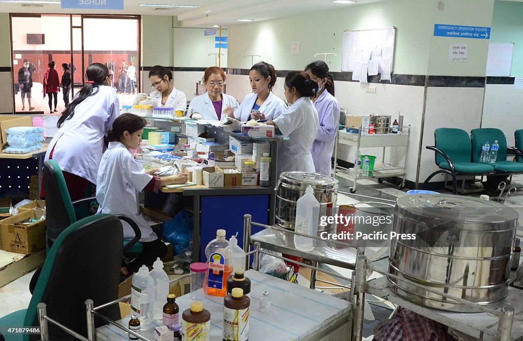 Injured victims are being treated in Bir Hospital after an...