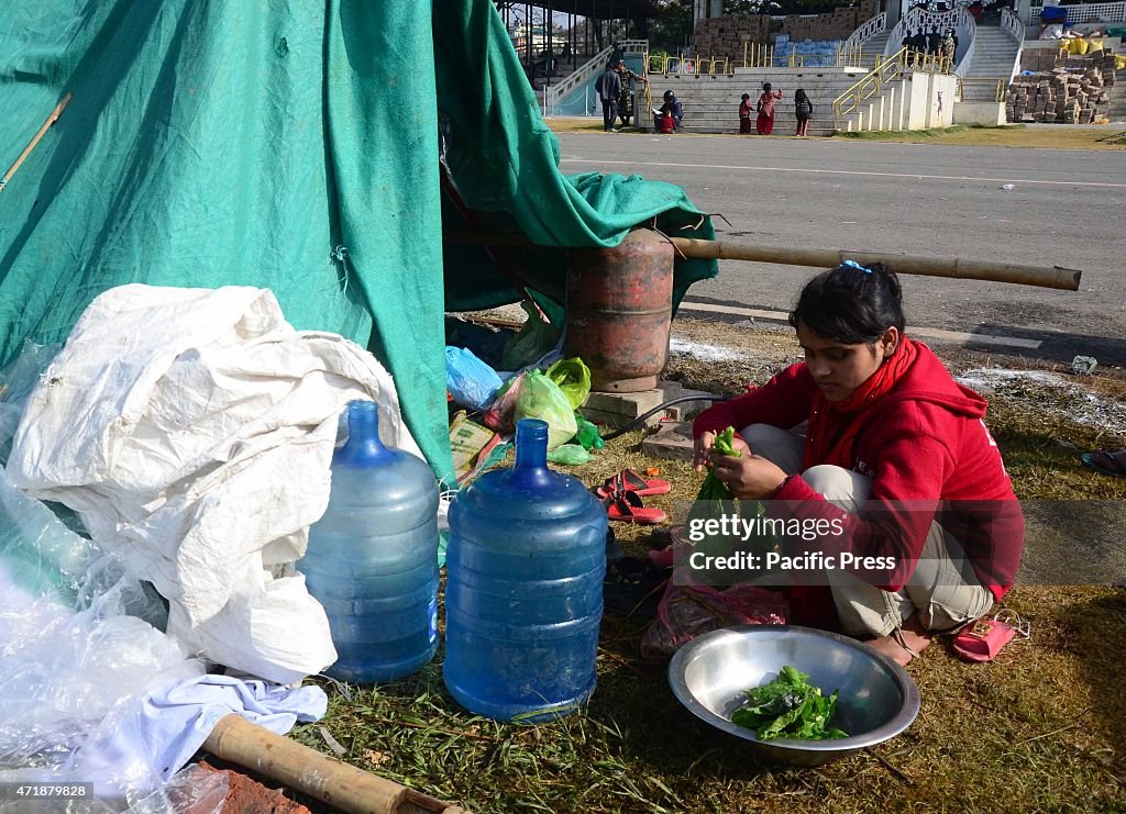 Thousands of earthquake victims are now living in a camp,...