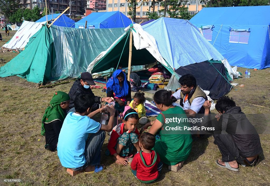 Thousands of earthquake victims are now living in a camp,...