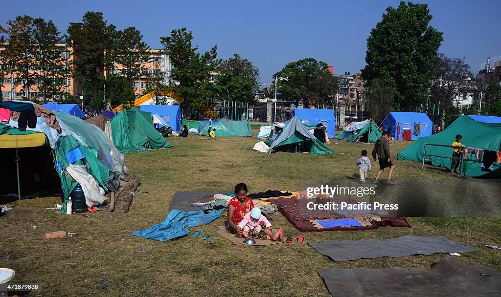 Thousands of earthquake victims are now living in a camp,...
