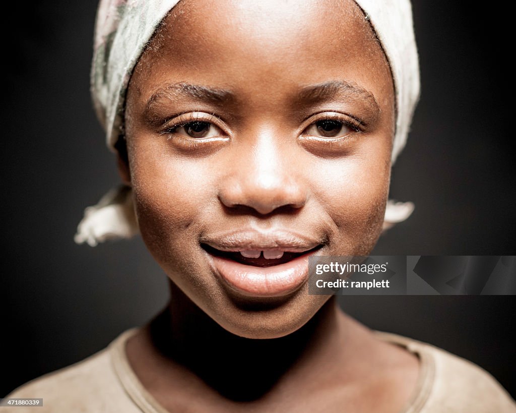 Young African Girl (Isolated on Black)