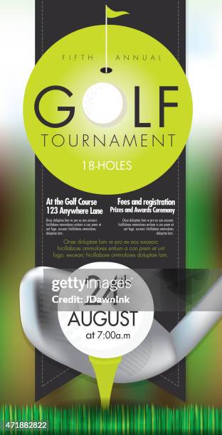 sophisticated golf tournament invitation design template on bokeh - teeing off stock illustrations