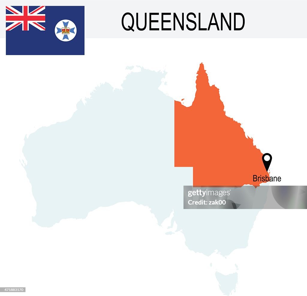 Australia Territories Of Queensland's map and Flag