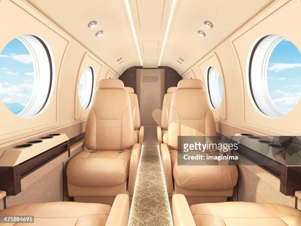 プライベートジェットのインテリア - 飛行機の座席 ストックフォトと画像