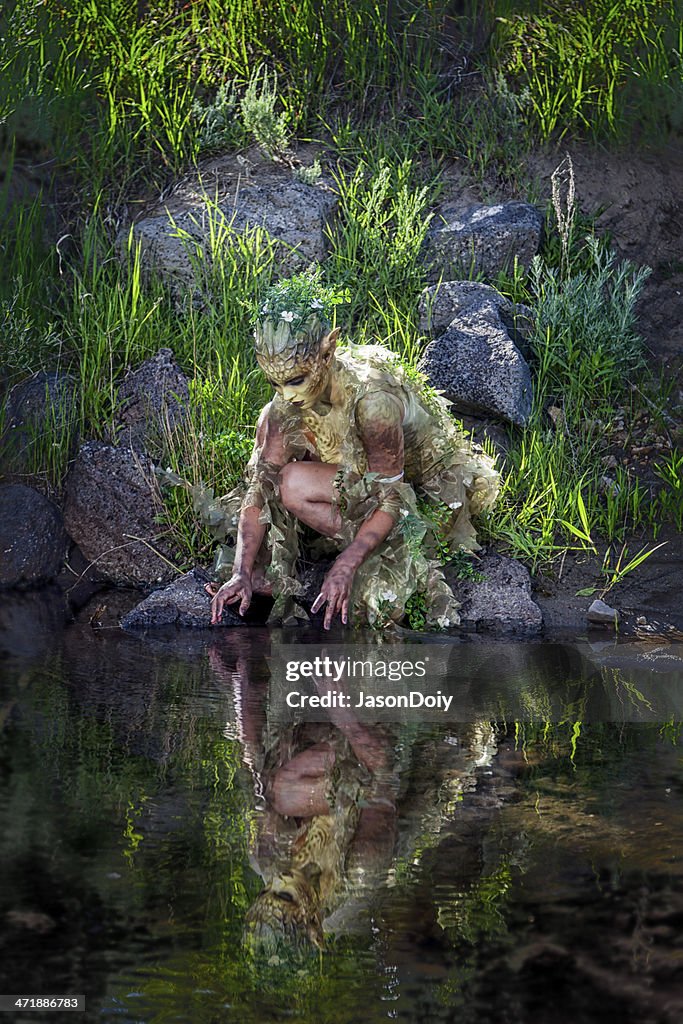 Water Nymph Gazing at Reflection
