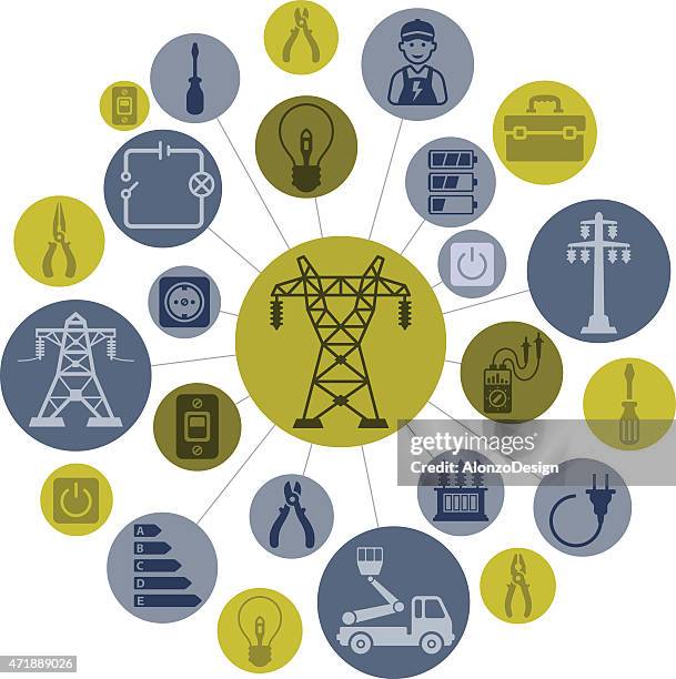 electricity montage - meter stock illustrations