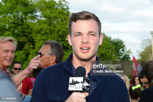 Clark Beckham talks to the press during his homecoming on May 1, 2015 in White House, Tennessee.