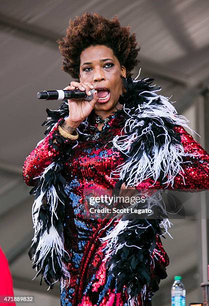 Galactic Featuring Macy Gray performs during the 2015 New Orleans Jazz & Heritage Festival - Day 5 at Fair Grounds Race Course on May 1, 2015 in New...