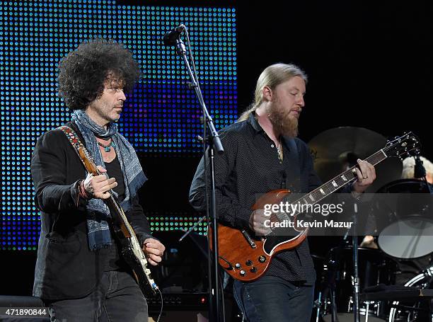 Doyle Bramhall II and Derek Trucks perform at the Eric Clapton's 70th Birthday Concert Celebration at Madison Square Garden on May 1, 2015 in New...