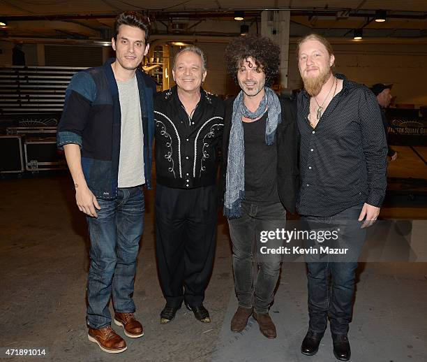 John Mayer, Jimmie Vaughan, Doyle Bramhall II, and Derek Trucks attend the Eric Clapton's 70th Birthday Concert Celebration at Madison Square Garden...