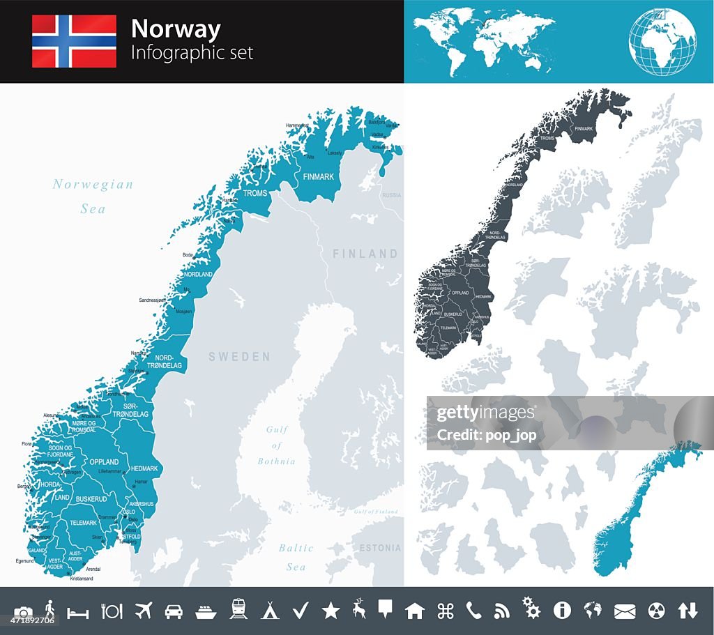 Norway - Infographic map - illustration