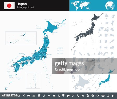 Japão-infográfico Mapa-Ilustração Japão-infográfico Mapa-Ilustração