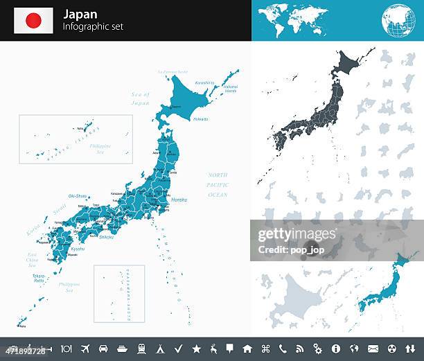 japan - infographic map - illustration - nagano japan stock illustrations