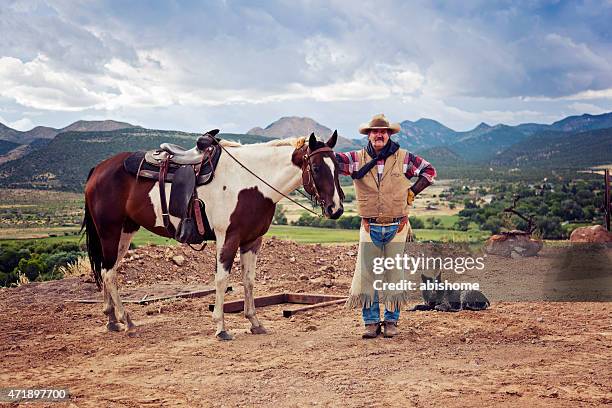 cowboy and his friends - vaqueros stock pictures, royalty-free photos & images