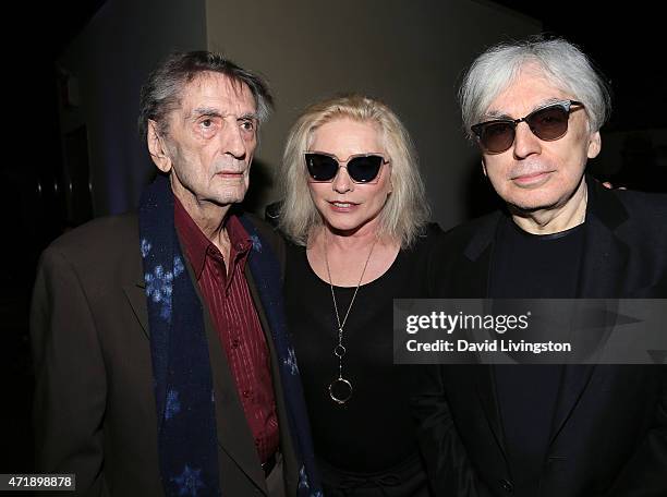 Actor Harry Dean Stanton, singer Debbie Harry and photographer Chris Stein attend a cocktail party hosted by Debbie Harry and Chris Stein at the...