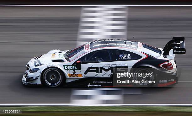 Paul di Resta of Great Britain and Mercedes HWA drives during a training session prior to the qualifying for the first round of the DTM 2015 German...