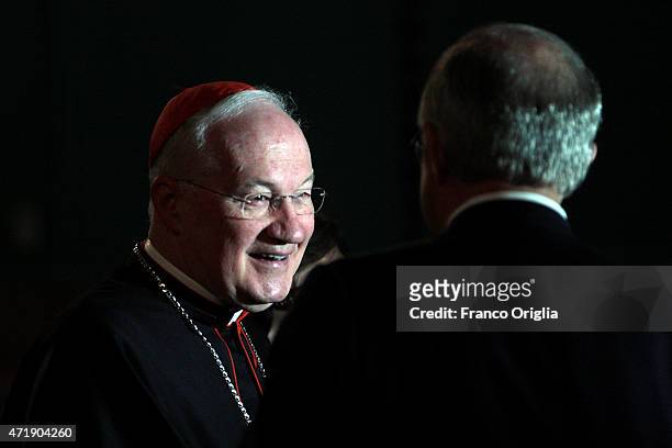 Cardinal Marc Ouellet attends a conference on the canonization of Junipero Serra in light of 'Ecclesia in America' on May 2, 2015 in Vatican City,...